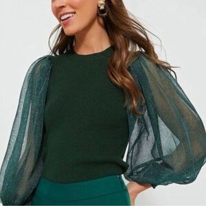 Tuckernuck Deep Green Knit Blouse